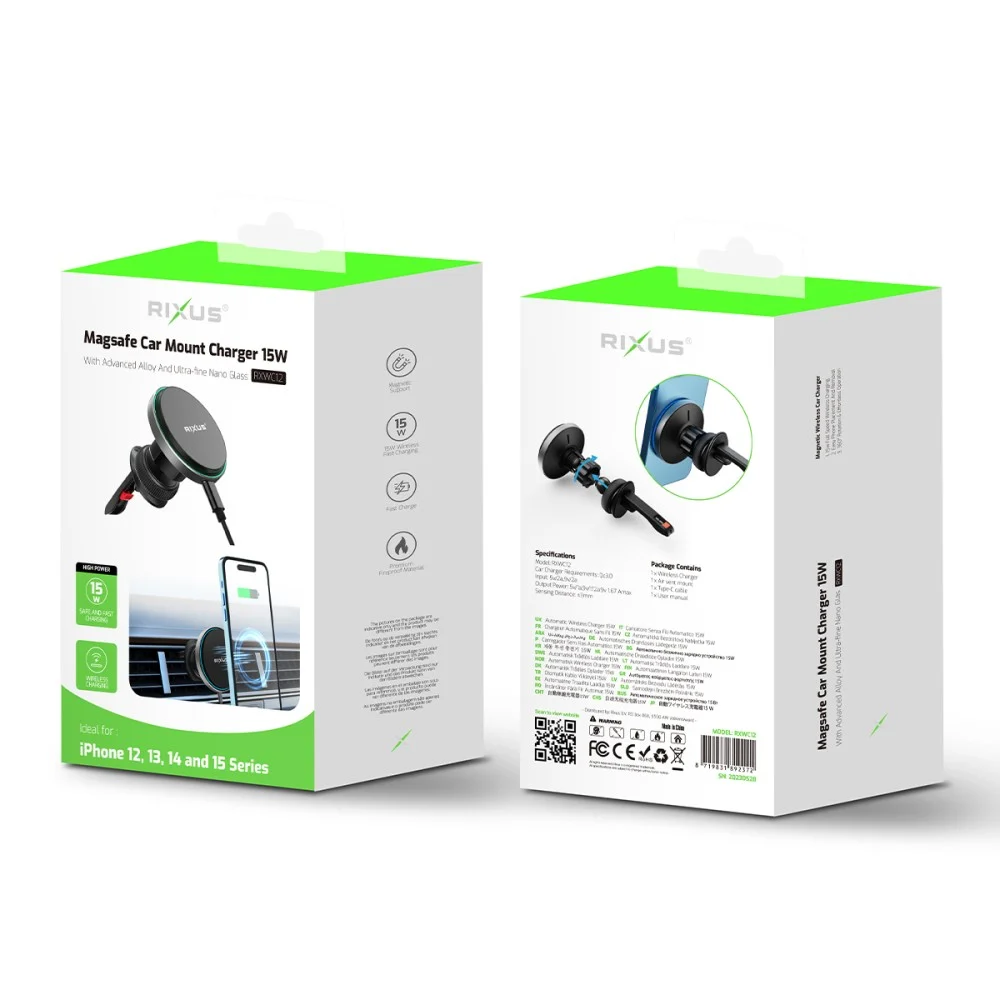 rixus rxwc12 magsafe charging compatible air vent mount black