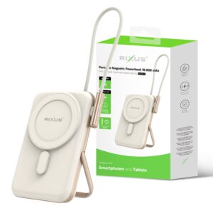 rixus rxpb29 magnetic powerbank 10.000 mah with usb c cable build in rose gold