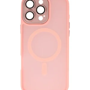 mat transparent met camera beschermer magsafe case voor iphone 16 pro roze