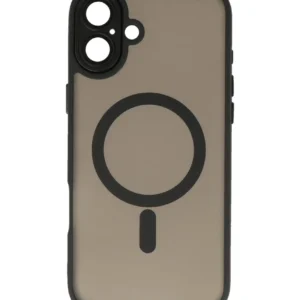 mat transparent met camera beschermer magsafe case voor iphone 16 zwart