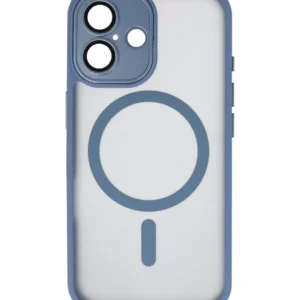 mat transparent met camera beschermer magsafe case voor iphone 16 blauw