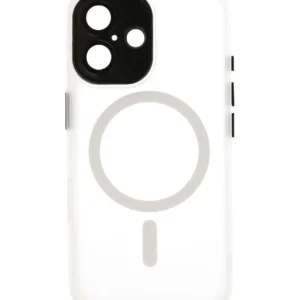 mat transparent met camera beschermer magsafe case voor iphone 16 wit
