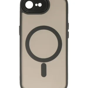 mat transparent met camera beschermer magsafe case voor iphone 16e zwart