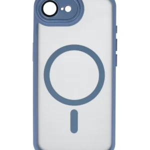 mat transparent met camera beschermer magsafe case voor iphone 16e blauw