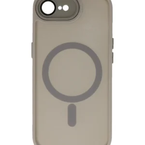 mat transparent met camera beschermer magsafe case voor iphone 16e grijs