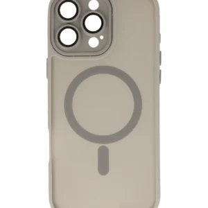 mat transparent met camera beschermer magsafe case voor iphone 15 pro max grijs