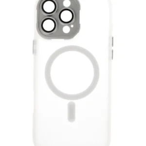 mat transparent met camera beschermer magsafe case voor iphone 15 pro max wit