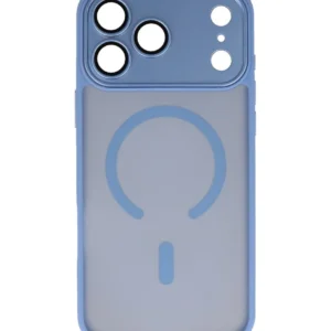 mat transparent met camera beschermer magsafe case voor iphone 17 pro max blauw