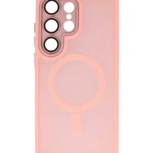 mat transparent met camera beschermer magsafe case voor samsung galaxy s25 ultra roze