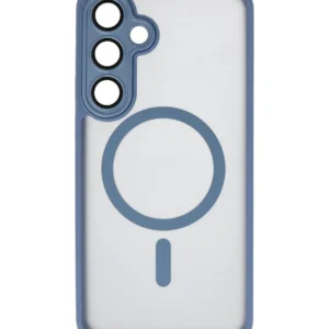 mat transparent met camera beschermer magsafe case voor samsung galaxy s24 s25 blauw