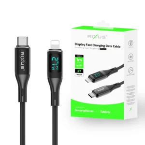 braided usb c to lightning cable with led display 1m black